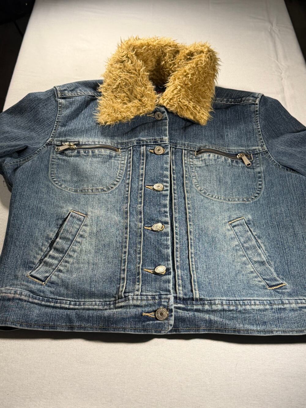 Unionbay Street Large Denim Sherpa Collar Jacket Y2K